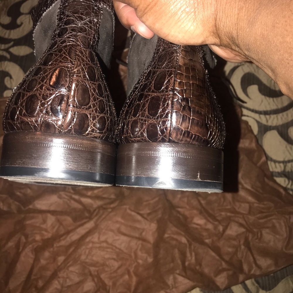 Men brown Alligator and suede Ankle boots